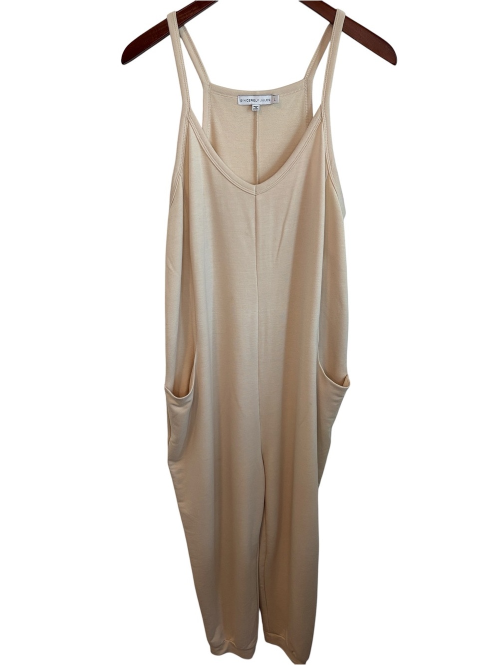 Sincerely Jules Cream Scoop Neck Overszised Jumpsuit L